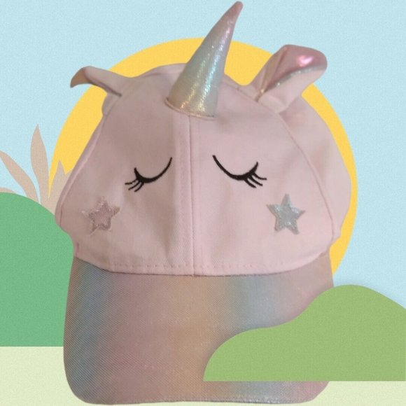 Pink Unicorn Embroidered Girls Toddlers Hook & Loop Adjustable Cap Hat - Picture 1 of 16